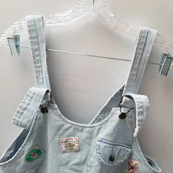 VINTAGE Handmade Baby Doll Jean Coveralls Patchwork Crop L - Picture 15 of 16